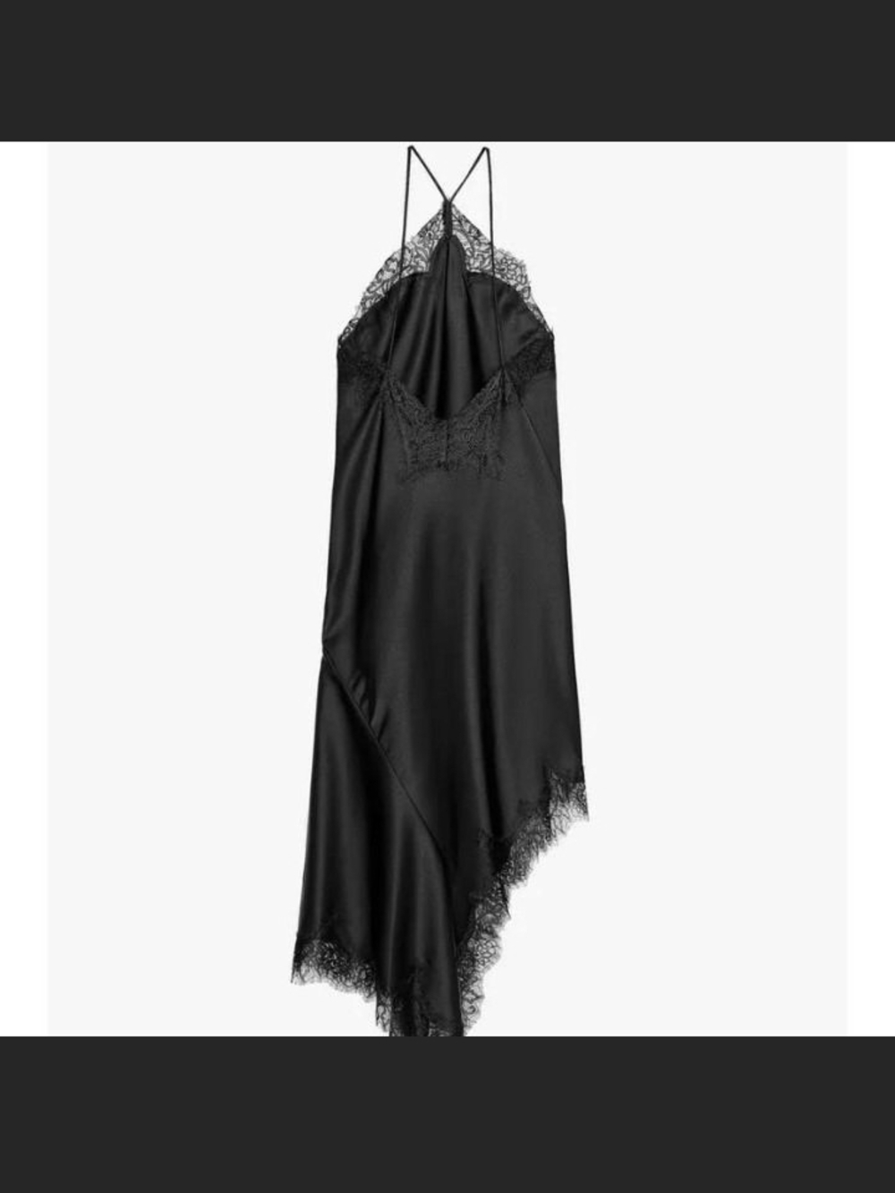 Zara Black Asymmetrical Lace-Trim Slip Dress - Picture 7 of 7